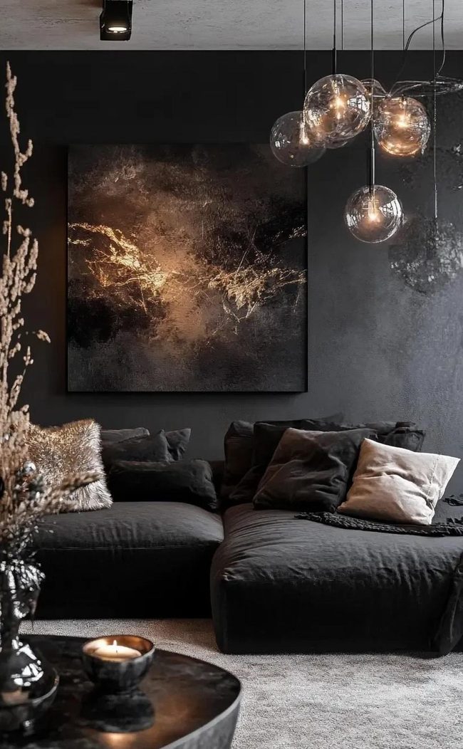 Black Sofa Meets White Brightness