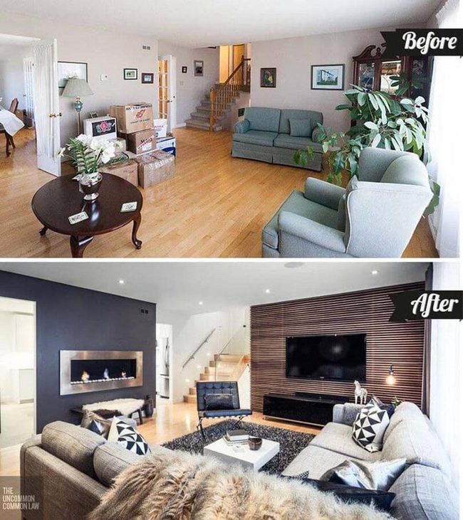 Fireplace Warmth Meets Wood Texture