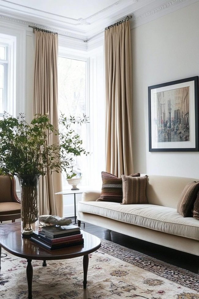 Ceiling-High Curtains Extend Room Height