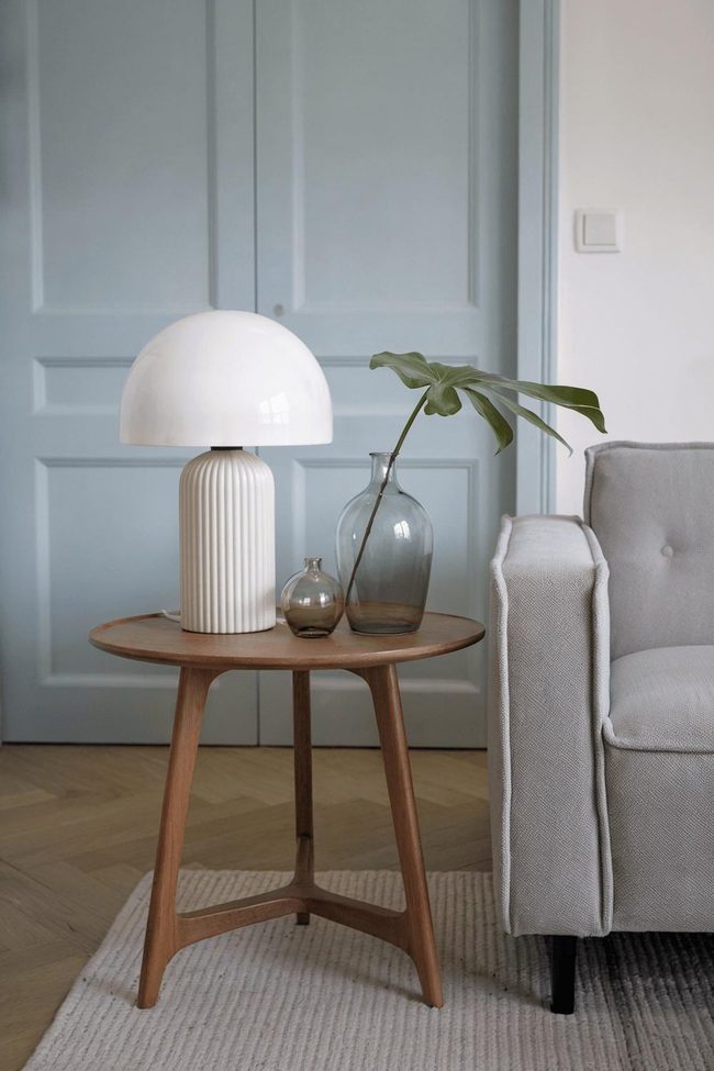 Neutral Wood Table White Lamp Contrast