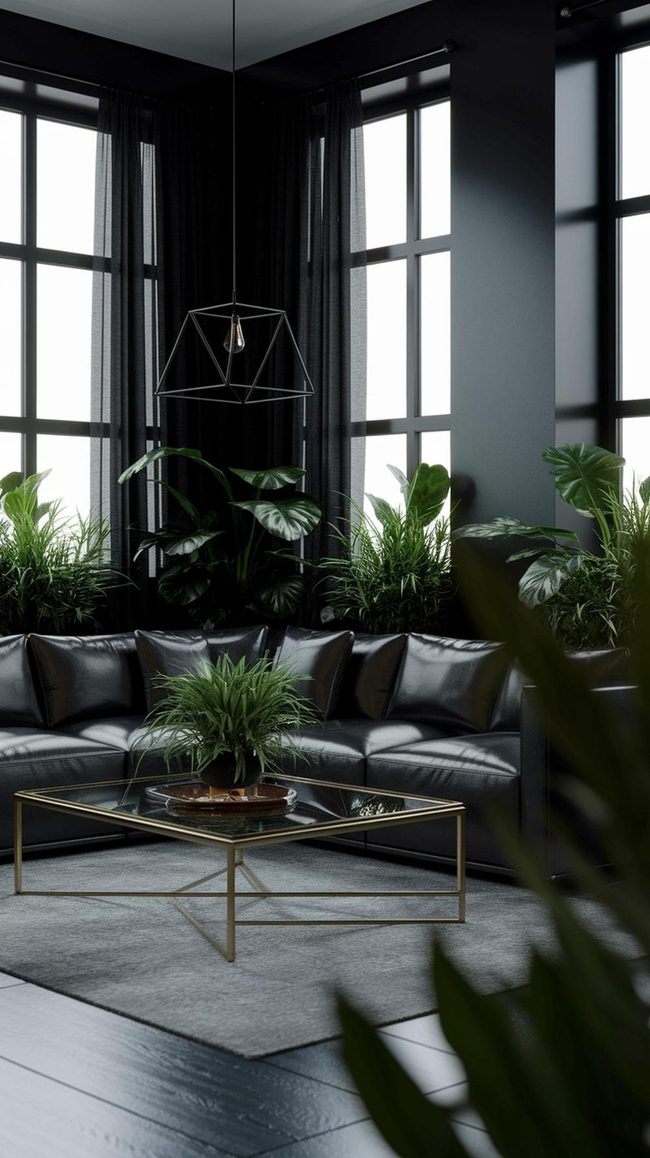 Matte Black Walls With Gold Accents