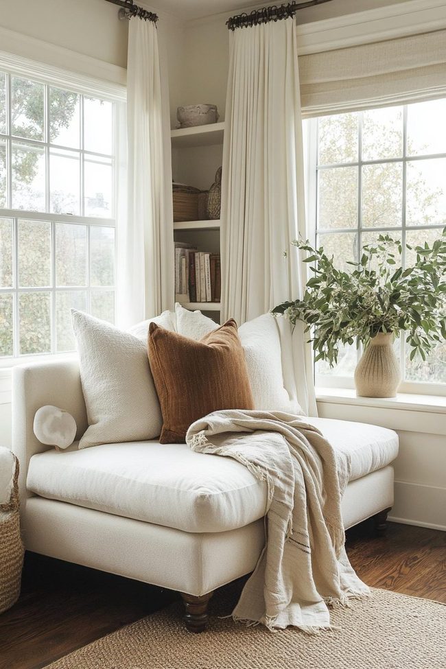 Cream Armchair With Muted Lighting