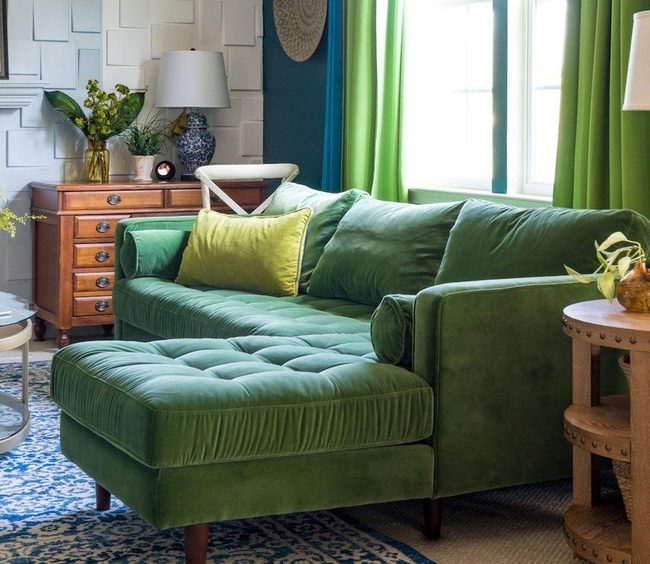 Deep Blue Sofa Anchors Everything