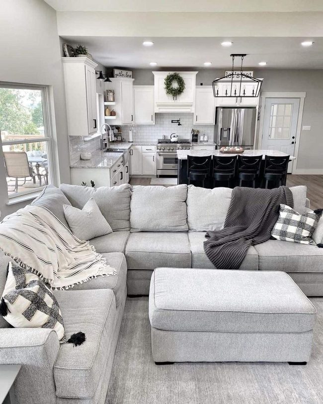 Gray Sectional Opens Contemporary Living