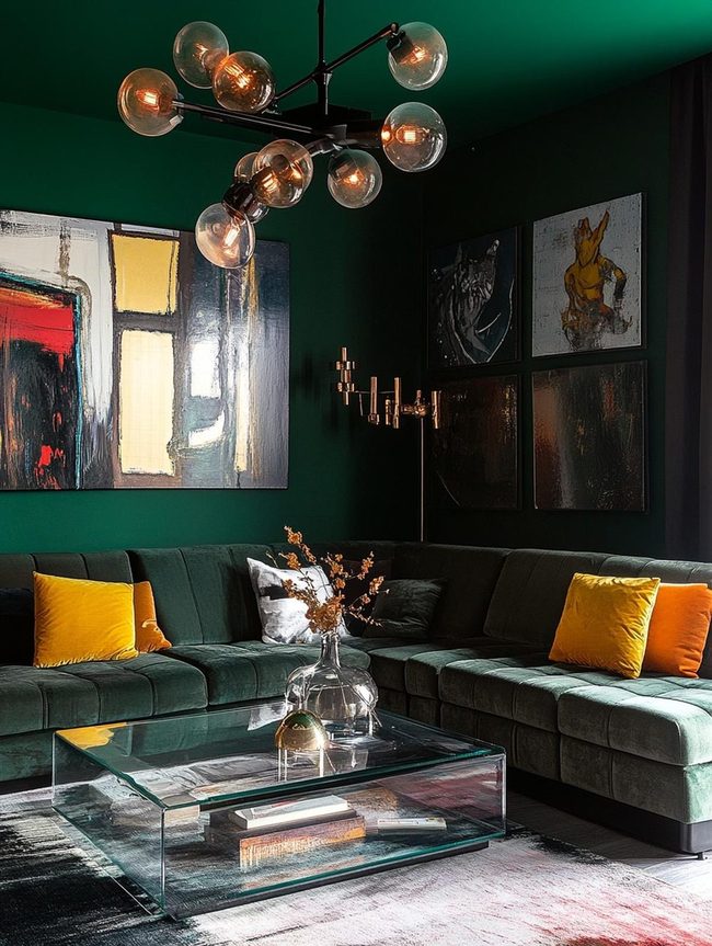 Deep Green Iron Sleek Lounge