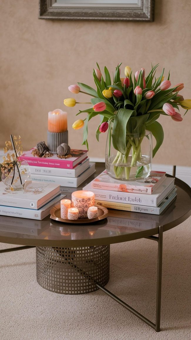 Spring Flowers Transform Coffee Table Centerpiece