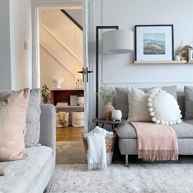 Pink Pops On Gray Canvas