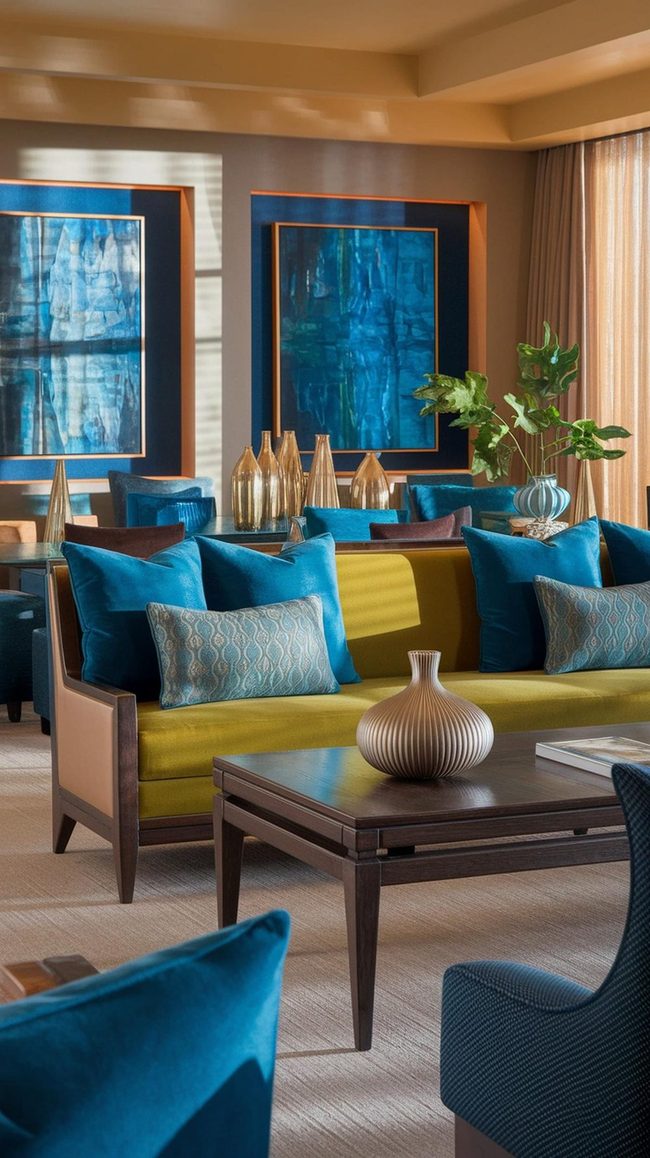 Blue And Green Layered Living Room