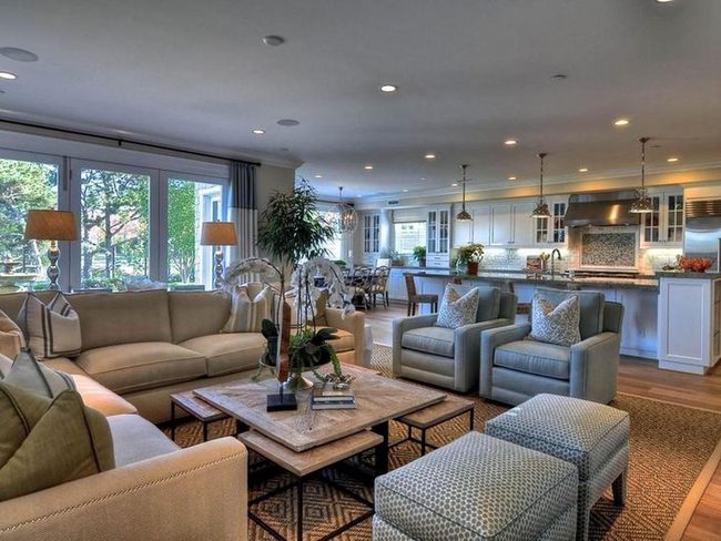 Sunlit Beige And Blue Living