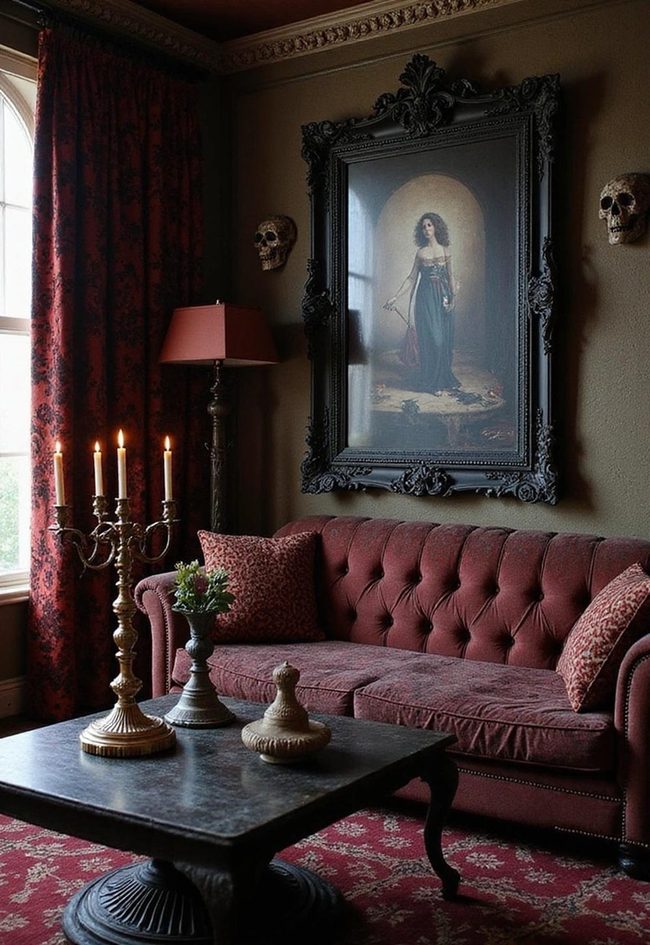 Antique Mirror Anchors Dark Walnut Elegance