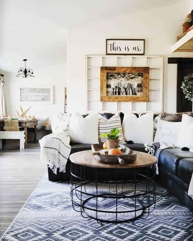Black Leather Meets Natural Wood