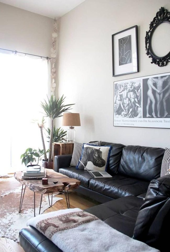 Black Leather With Animal Print Accents