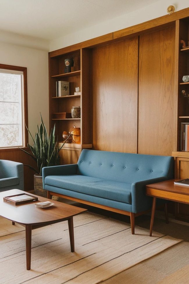 Blue Couch Meets Wooden Legs