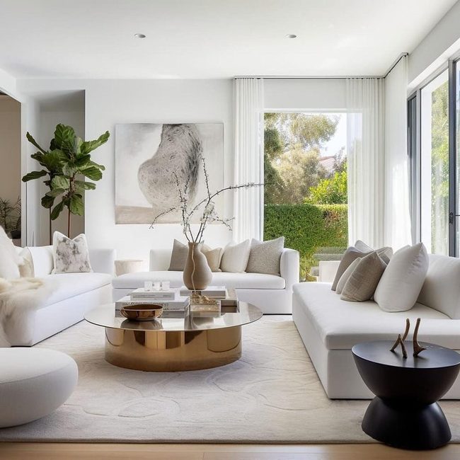 White Sofas Flooded With Sunlight