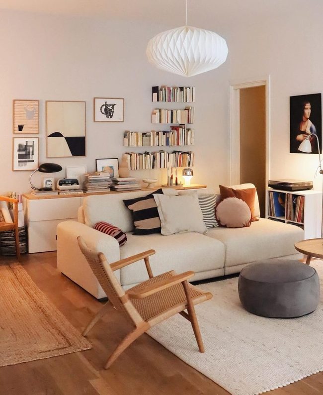 Pendant Light Anchors Layered Living Room