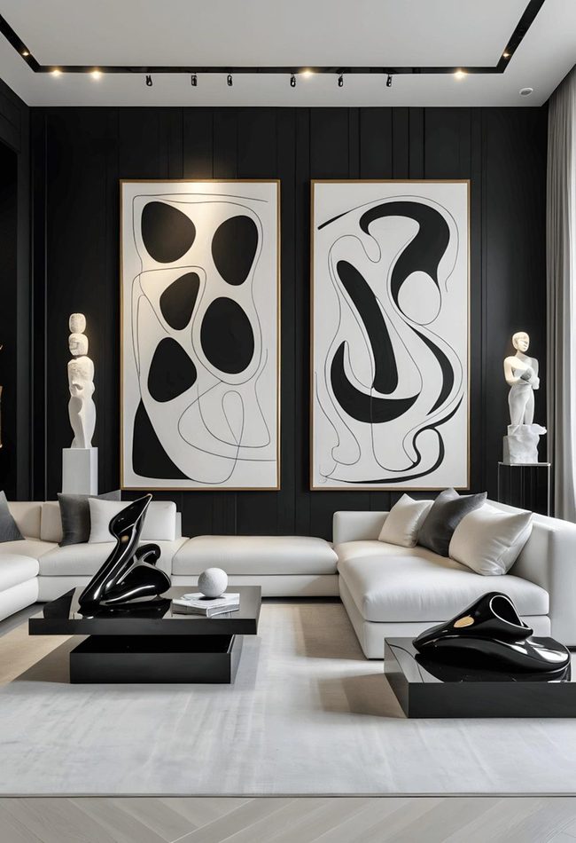 Black Sculptures White Walls Art
