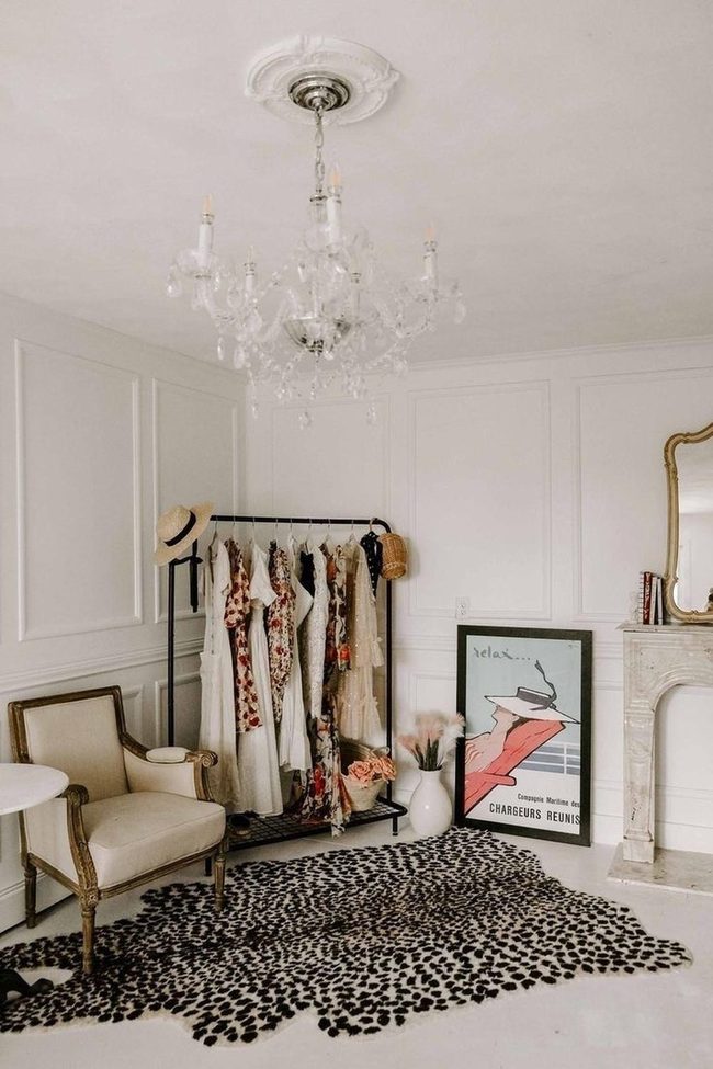 Crystal Chandelier White Interior