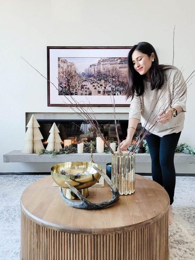 Gold Bowl Bare Branches Living Room