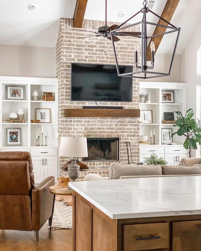 Exposed Brick Fireplace Interior Warmth
