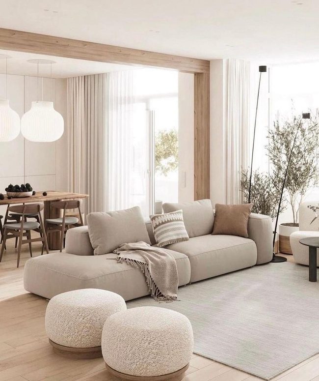 Sunlit Space, Natural Wood, Green Touches