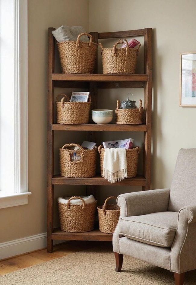Woven Baskets Earthy Wooden Storage