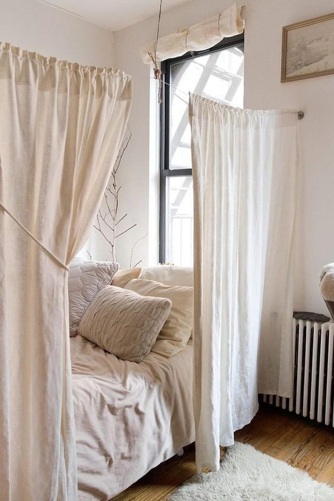 Morning Light Through Cream Curtains