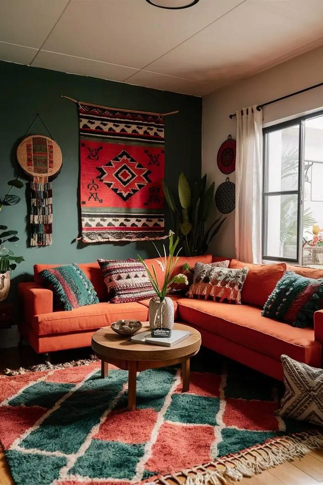 Global Patterns Burnt Orange Green