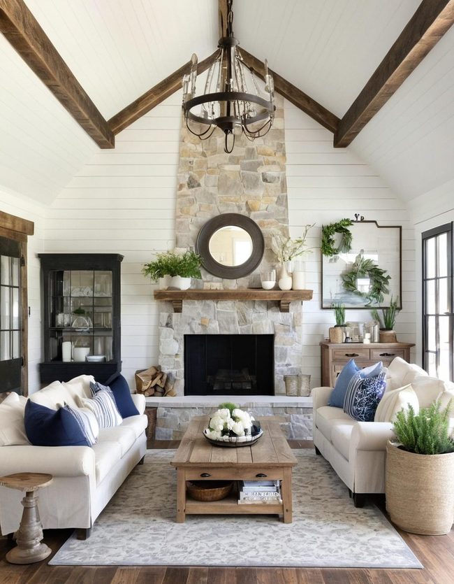 Weathered Oak and Stone Gathering Spaces
