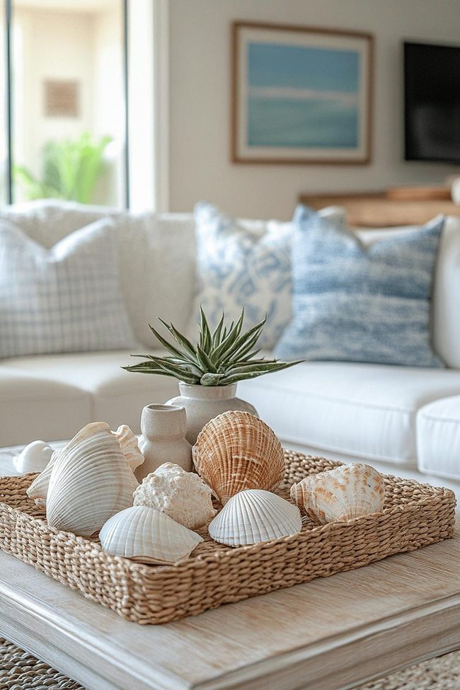 Blue Wicker Basement Beach Retreat