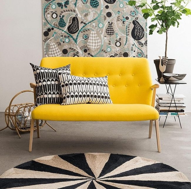 Sunshine Yellow Chairs With Bold Stripes
