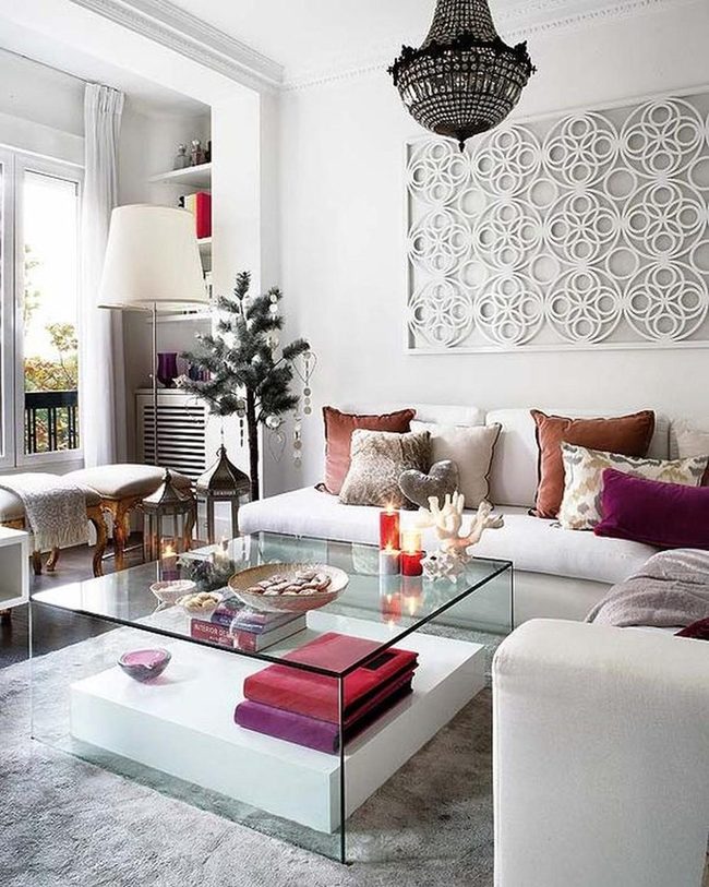 White Walls With Warm Pillow Accents