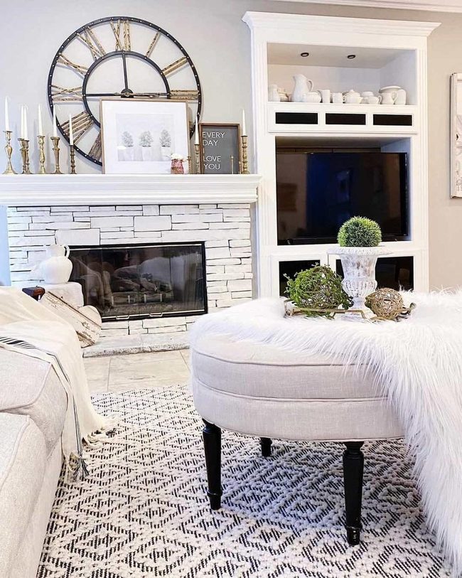 White Brick Fireplace Focal Point