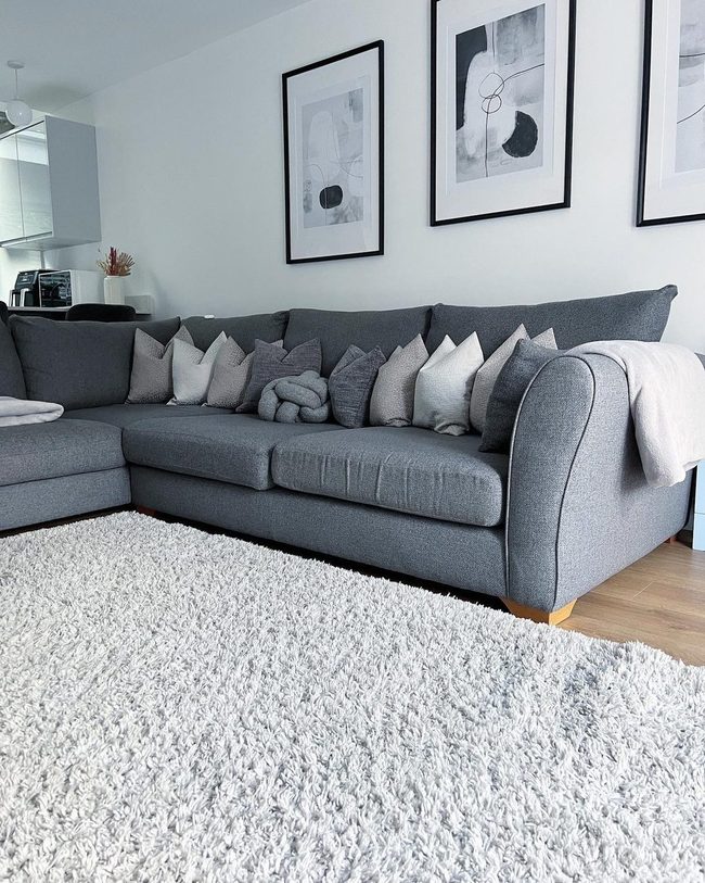 Layered Gray Cushions, Neutral Comfort