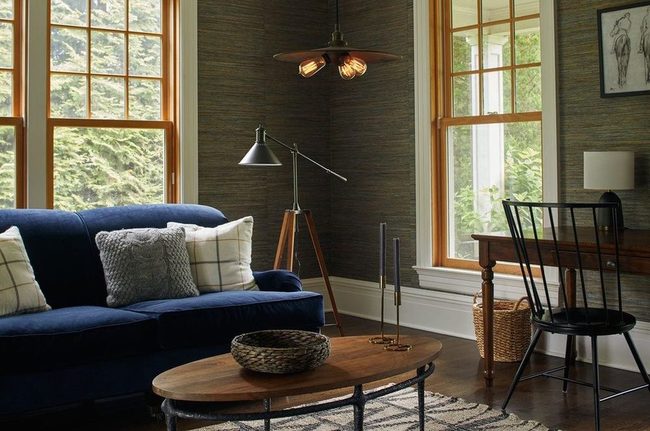 Soft Olive Navy Living Room