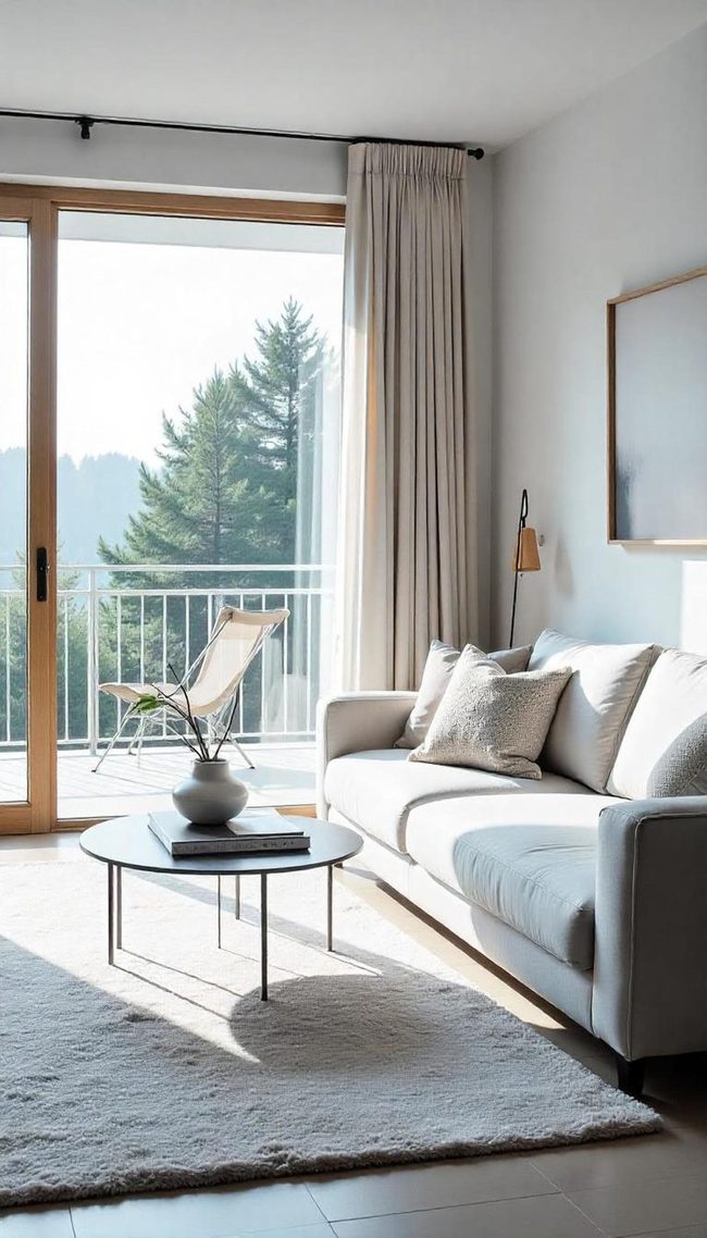 Layered Pendant Lighting Above Sofa