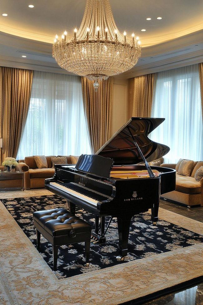 Grand Piano Theater Red Gold
