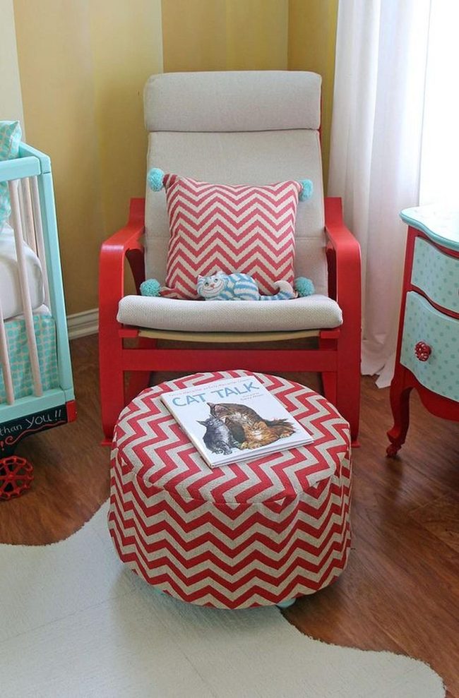 Red Chair And Turquoise Accents