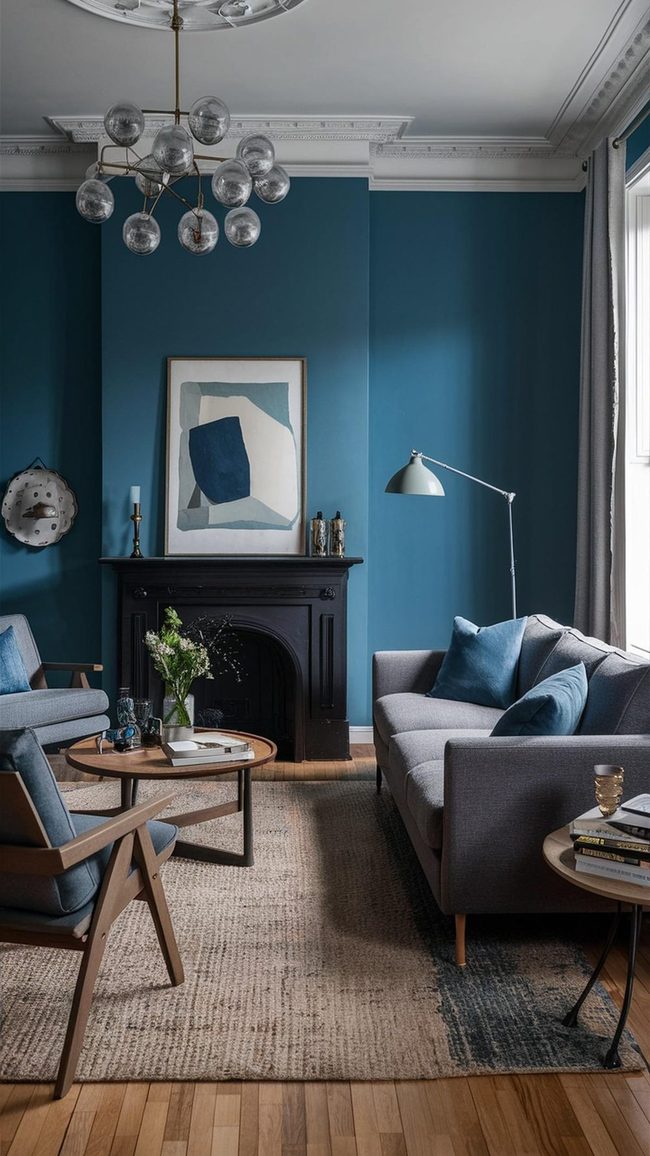 Gray Walls Meet Navy Blue