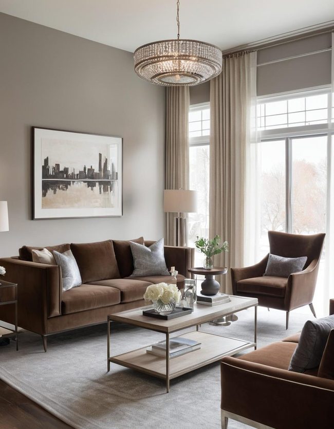 Brown and Grey Sitting Area Sophistication