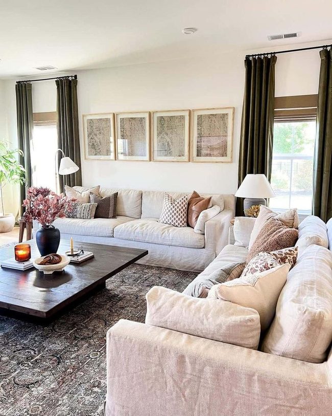 Brown Curtains Meet Gallery Walls