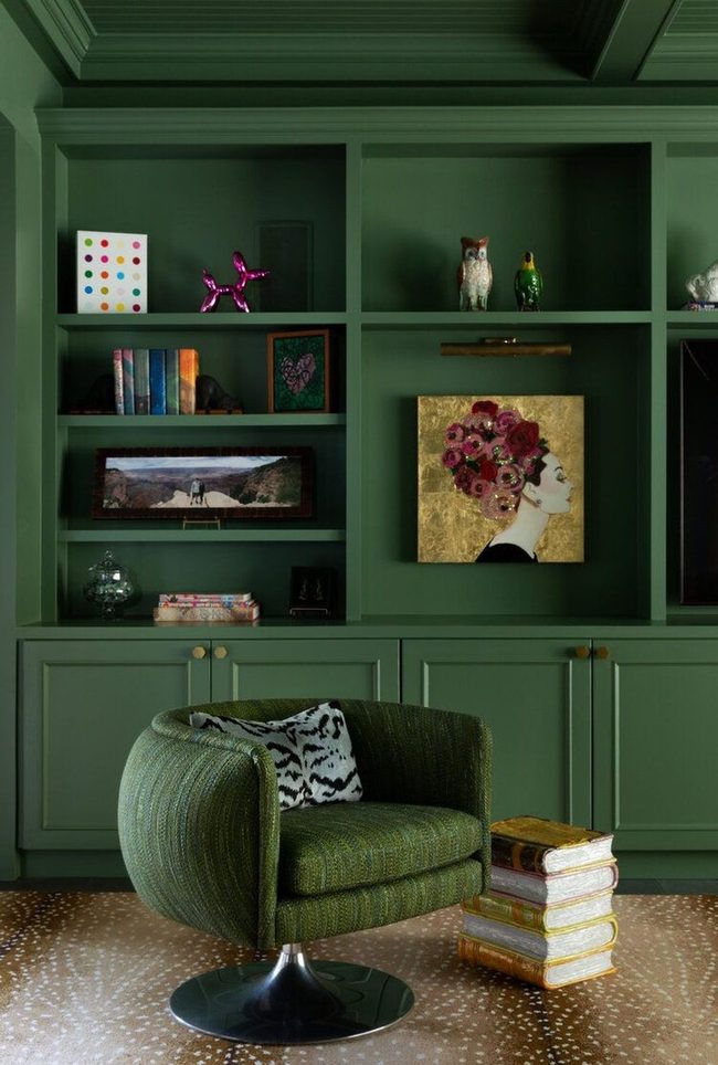 Deep Green Ceiling Wraps Room