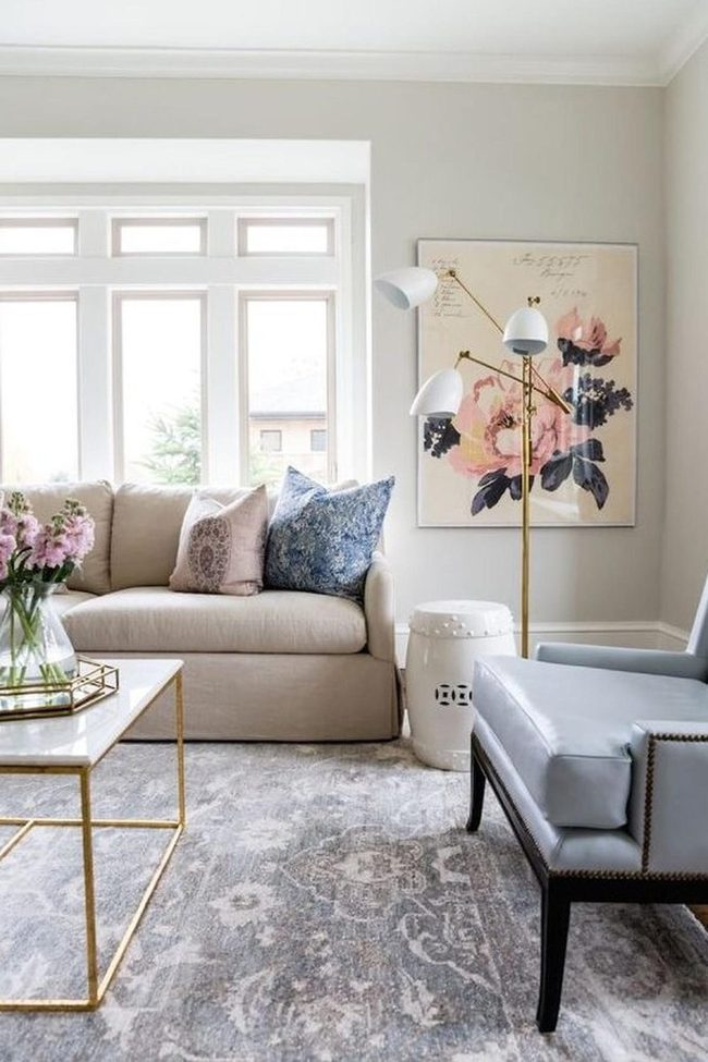 Beige Walls Frame Pink Navy Florals