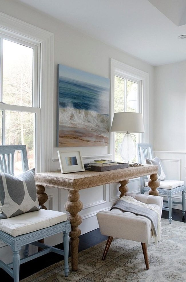 Pale Blue Dining With Natural Light