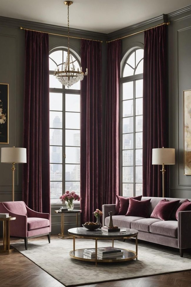 Flowing Velvet Curtains Floor to Ceiling