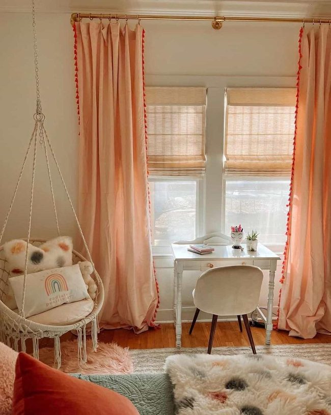White Bedroom With Macrame Hammock Chair