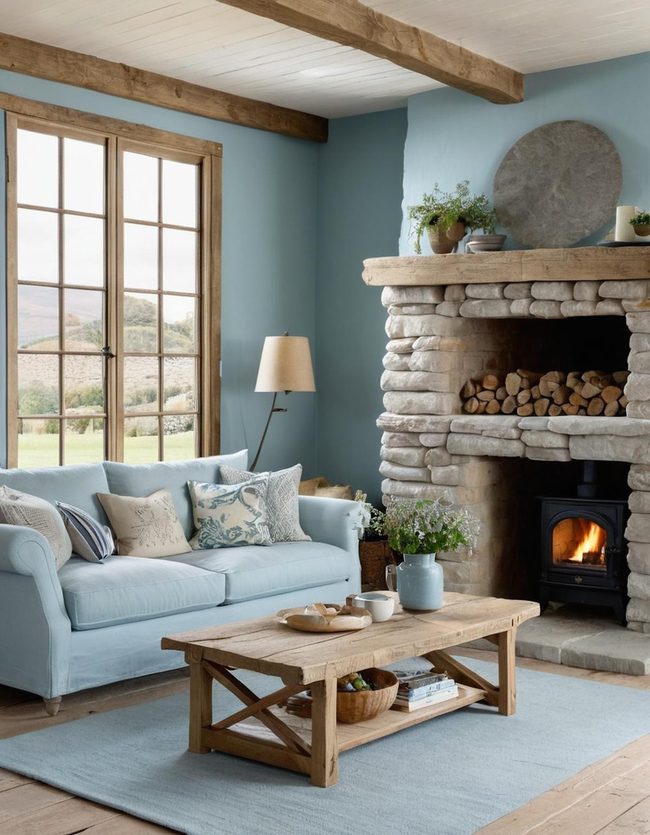 Dusty Blue and Natural Teak Layers