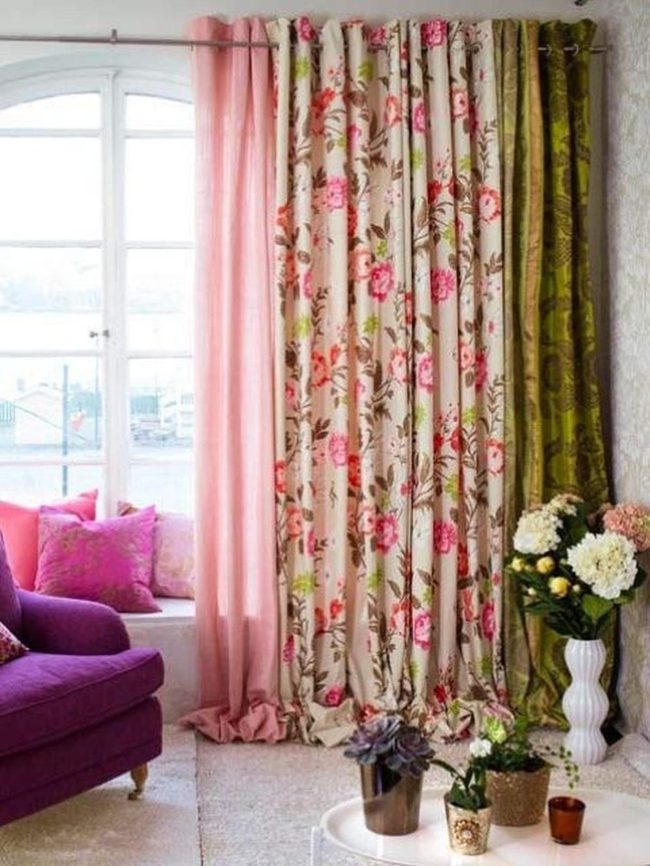 Pink Floral Curtains Frame Cozy Reading Nook