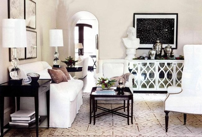 White Furniture Meets Dark Wood Warmth