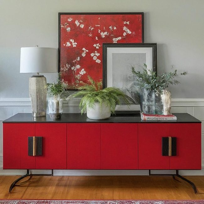 Red Console Table Display Display