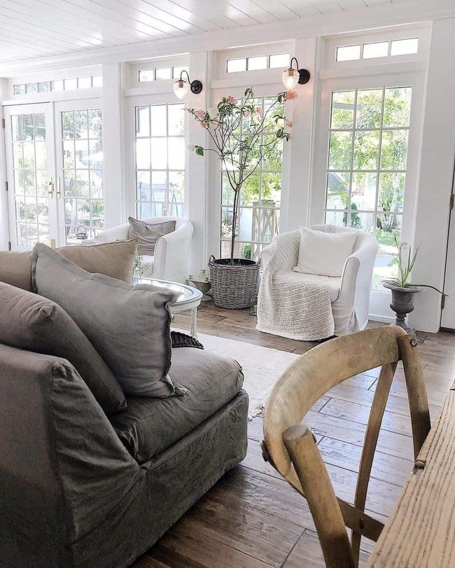 Dark Grey Couches, Pink Florals
